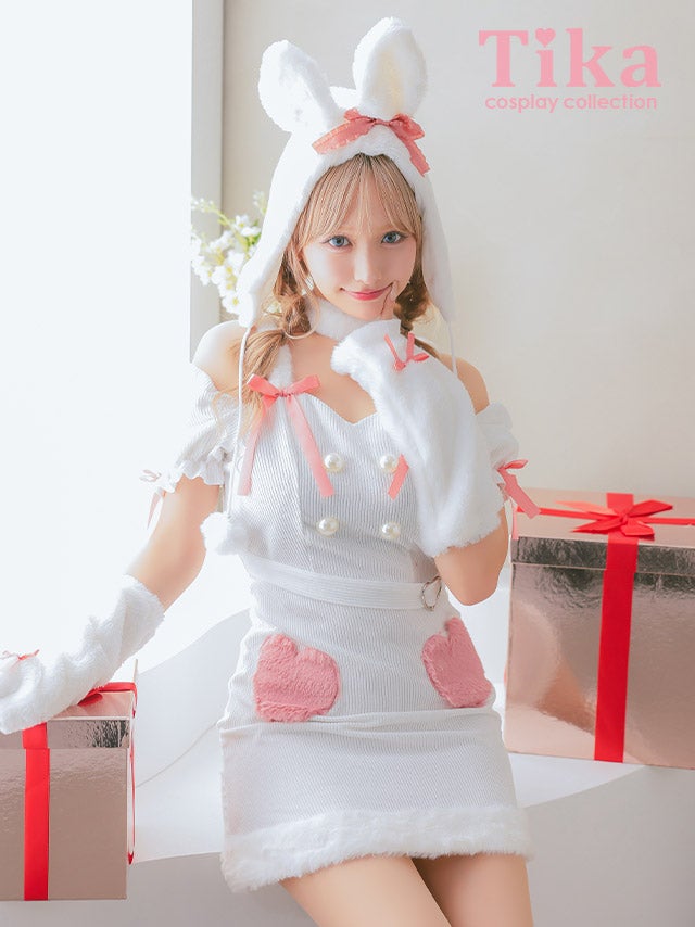 コスプレ ハロウィン バニー うさぎ コスチューム バニーガール もこもこ 白 アニマル 仮装 衣装