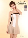 キャバドレス Andy アンディ 高級 ノースリーブ フレアミニドレス バイカラー ジップ バストカット プリーツ