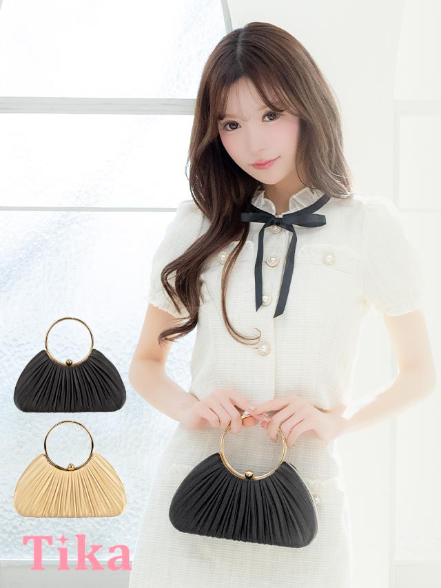 バッグ 鞄 ミニバッグ 小さめ ハンドバッグ サテン プリーツ クラッチバッグ パーティー