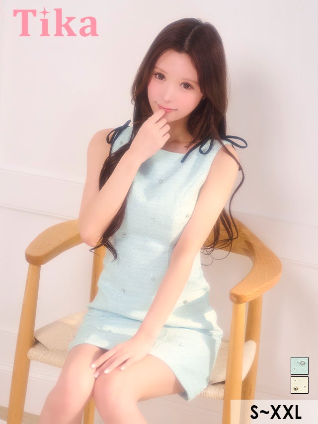 キャバドレス ミニ丈 フレア Aライン ミニドレス キャバクラ ワンピース ツイード 大きいサイズ