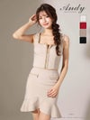 キャバドレス Andy　アンディ 高級 ブランド タイトミニドレス ノースリーブ バストカット ジップ 裾フリル チェーン セットアップ