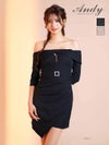 キャバドレス Andy アンディ 高級 ブランド タイトミニドレス オフショルダー バストカット ジップ 裾フリル ウエストベルト 袖あり