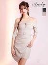 キャバドレス Andy アンディ 高級 ブランド タイトミニドレス オフショルダー バストカット ジップ 裾フリル ウエストベルト 袖あり