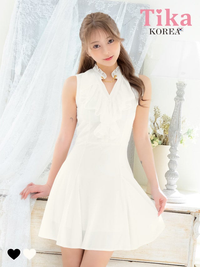 キャバドレス 韓国 ミニ丈 大きいサイズ フレア Aライン ミニドレス ワンピース シフォン