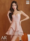 キャバドレス ミニドレス Angel-R エンジェルアール 高級 ブランド Aラインミニドレス 谷間 ベアトップ ベルト付き 2way 肩紐付き オーガンジー