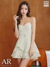 キャバドレス ミニドレス Angel-R エンジェルアール 高級 ブランド Aラインミニドレス 谷間 ベアトップ ベルト付き 2way 肩紐付き オーガンジー