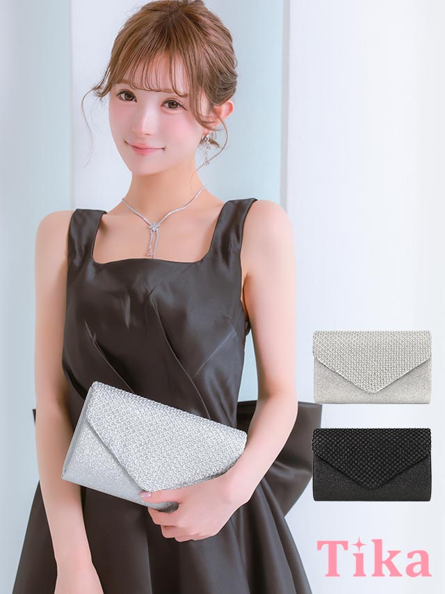 クラッチバッグ ショルダーバッグ グリッター Vカット チェーン 2Way