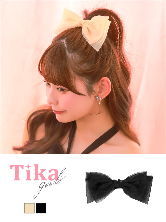 シアー リボン バレッタ ヘアアクセサリー