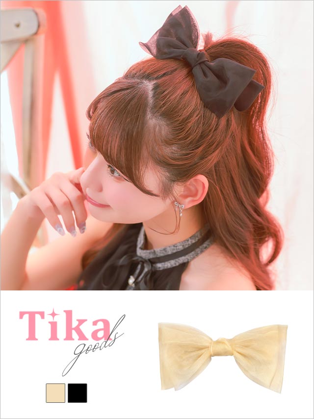 シフォン リボン バレッタ ヘアアクセサリー