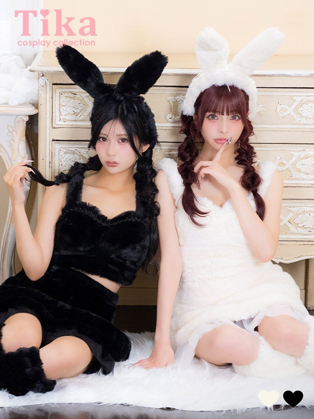 コスプレ バニーガール 5点set もこもこ チュールフリル ガーリー アニマル