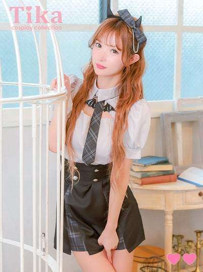 コスプレ デビル 4点set 制服 プレッピー 体型カバー フレアスカート 悪魔 