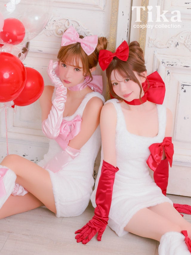 コスプレ 猫 6点set もこもこ サテンリボン ドーリー アニマル
