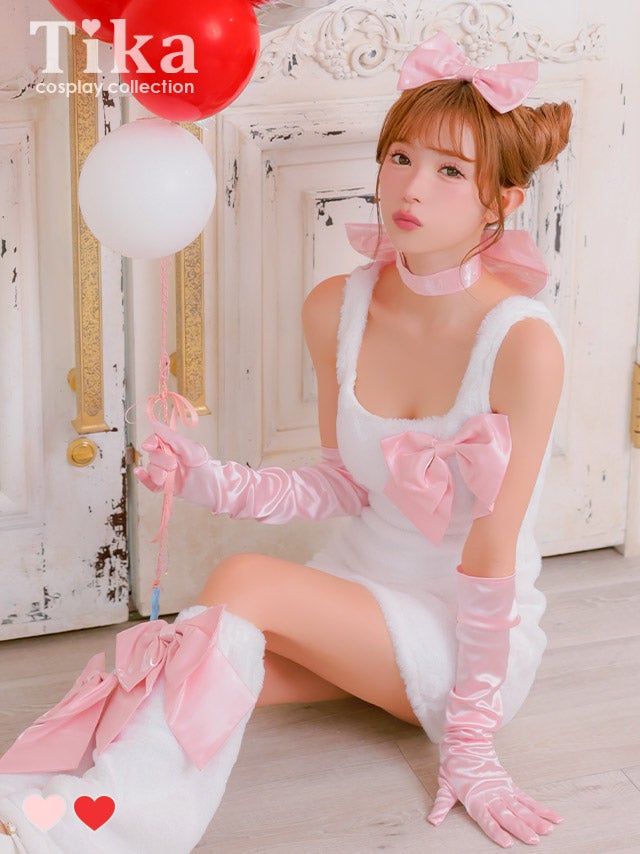 コスプレ 猫 6点set もこもこ 体型カバー サテンリボン ドーリー アニマル