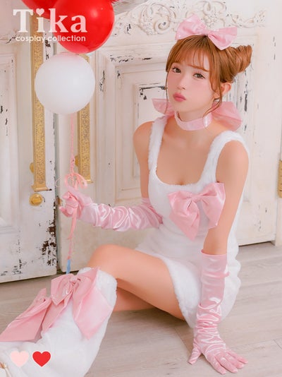 コスプレ 猫 6点set もこもこ 体型カバー サテンリボン ドーリー アニマル