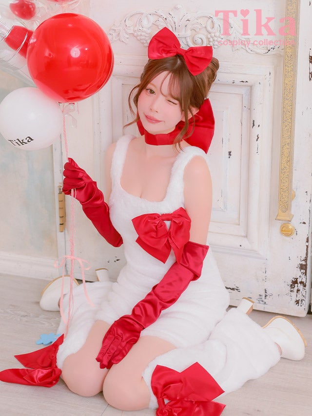 コスプレ 猫 6点set もこもこ 体型カバー サテンリボン ドーリー アニマル