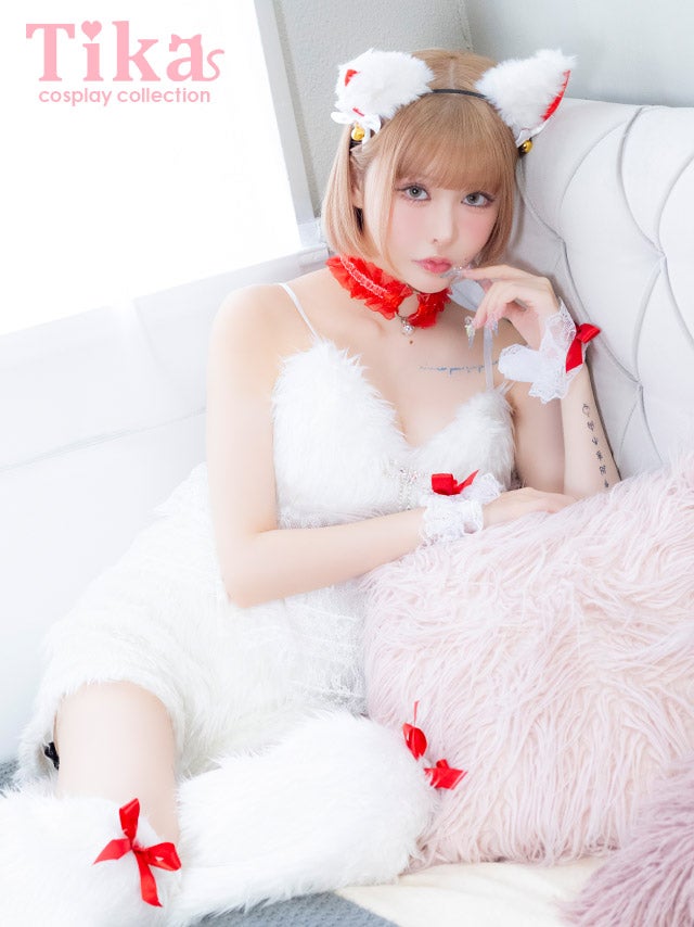コスプレ 猫 7点set もこもこ レースペプラム ショートパンツ リボン スウィート ガーリー アニマル