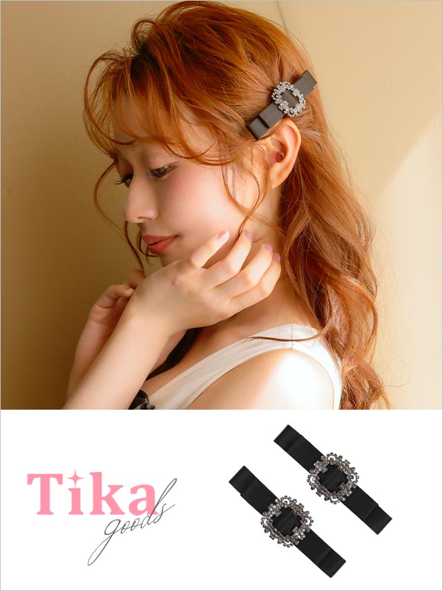 ビジュー バックル ラグジュアリー リボン ヘアクリップ ヘアアクセサリー